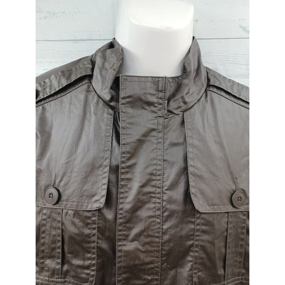 Twentyone Men Full Zip Brown Windbreaker Jacket Pockets Sz L